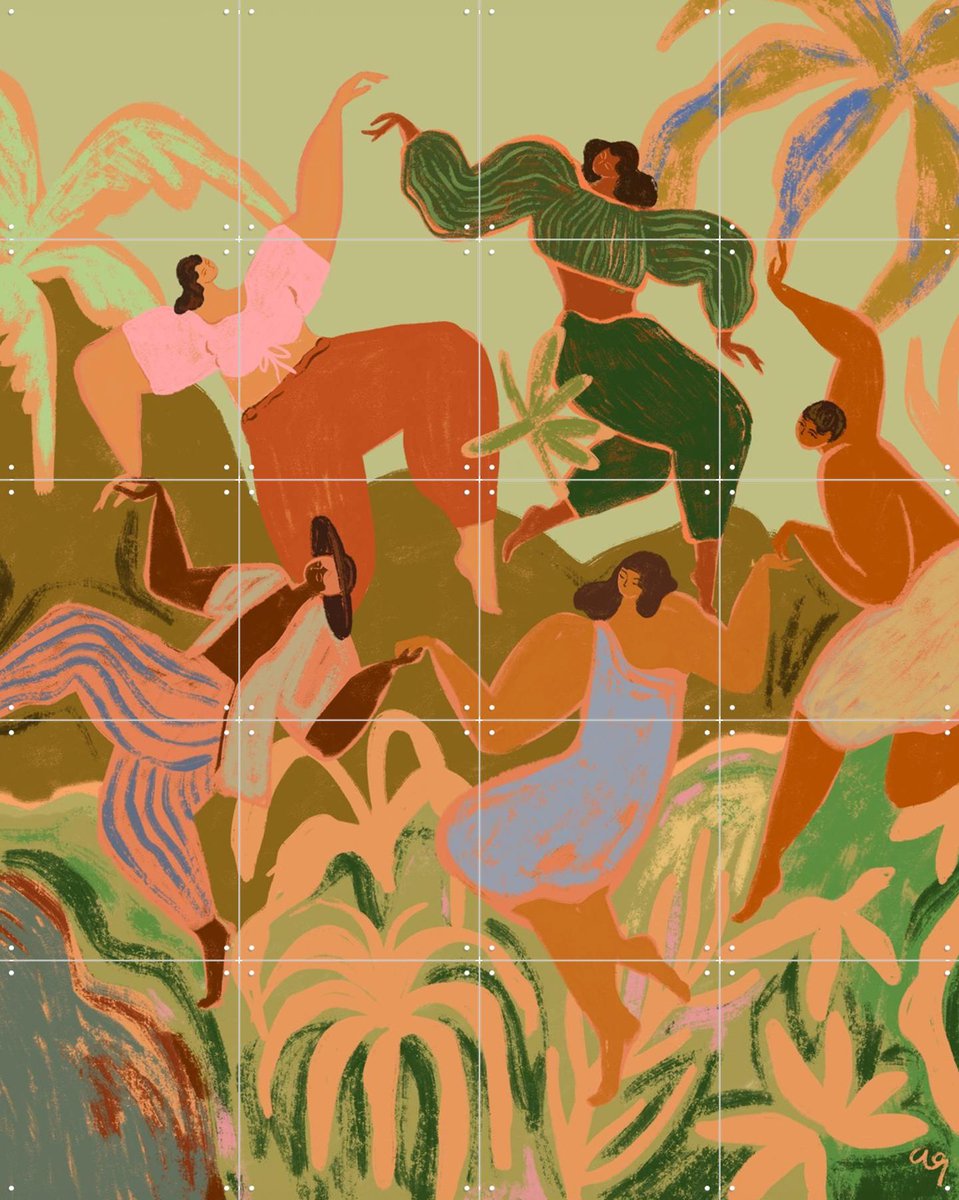 IXXI Spring Frolic, Arty Guava - 80 x 100 cm - Gratis ophangtool - Grote wanddecoratie en posters - Kleurrijk, Illustraties, Speels, Woonkamer