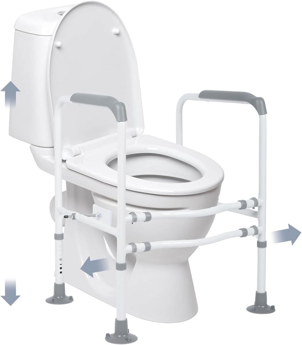 WC Armleuning - Toiletsteun - Veilig Zitten - In Hoogte Verstelbaar - Max 150kg - Zilver