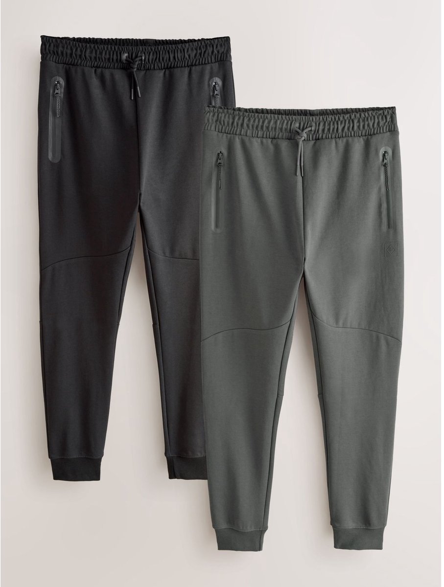 Next - Heren - Athleisure Cuffed Joggers 2 Pack - Zwart