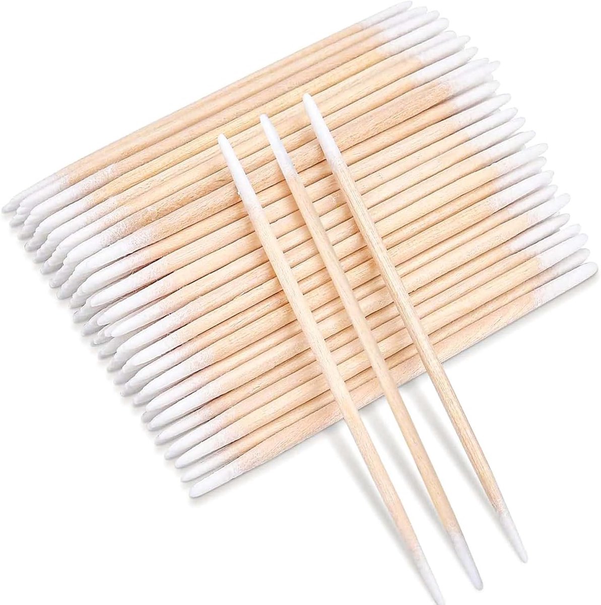 Katoenen Staafjes - Applicators Houten Stokjes - Precisie Make-up Correcties - Puntige Katoenen Tip - 200 Stuks