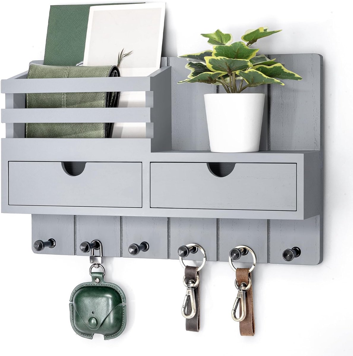 Decoratieve sleutelhouder - Wand organizer brieven - Huis entree ordenen - Met 2 lades