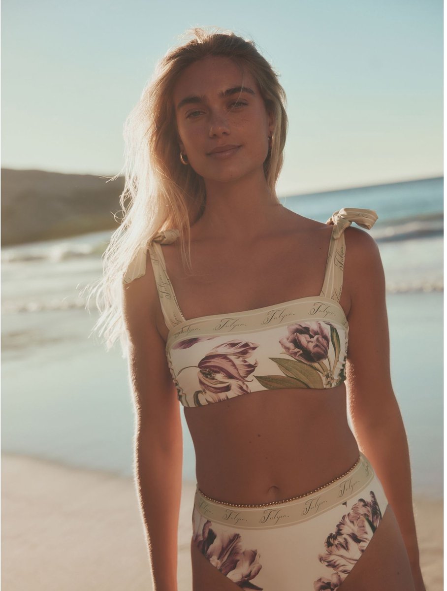 Next - Dames - Bikinitop met strikbandje - Crème