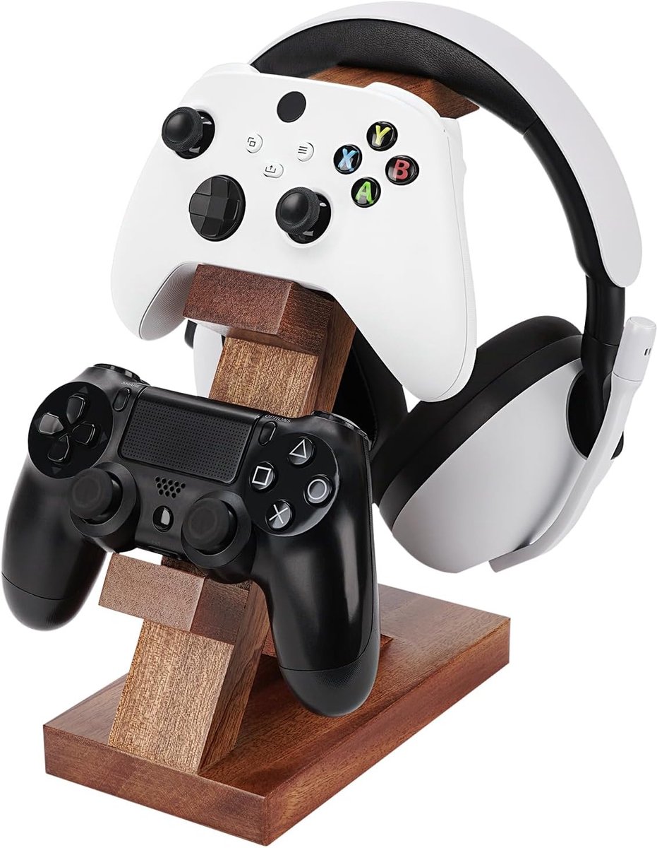 Houten Controller Houder - Game Accessoire Rek - Bureau Organisatie Gaming - Massief Walnoothout Design