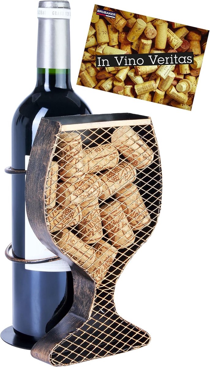 Wijnfleshouder - Decoratie object - Wijn presenteren - Handgemaakt metaal - 20.7 cm hoog - Goud