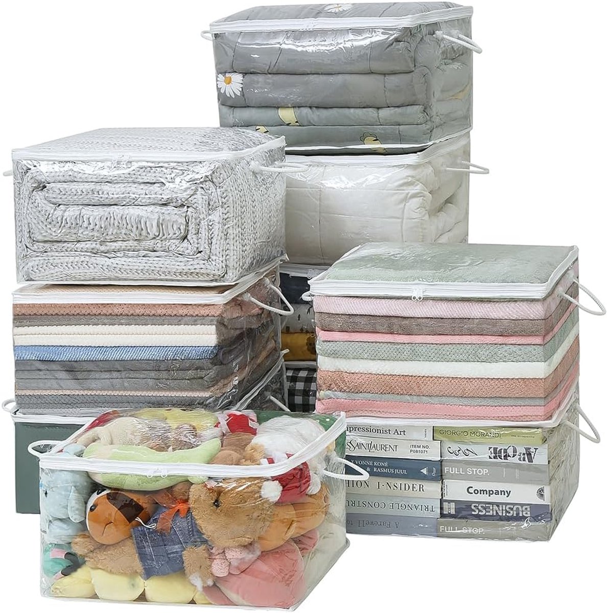 Opbergzakken Ritssluiting - Kleding Tassen - Kast Organiseren - Doorzichtig PVC Materiaal - 40x30x50cm - Wit