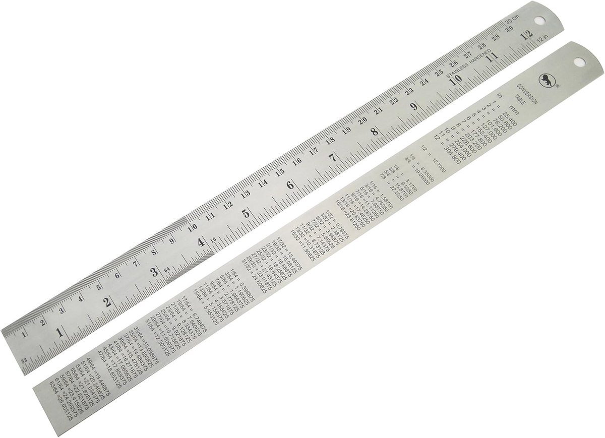 Roestvrijstalen Liniaal - Meetlat Metaal - Precisie Tekenen - Kurk Anti-slip - 30 cm - Zilver