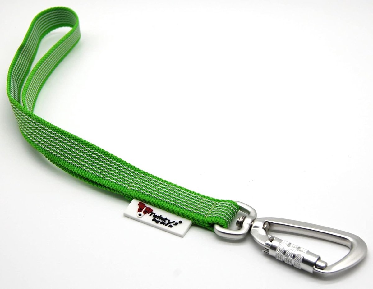 Korte Hondenriem - Polsriem Trainingslijn - Veilig Grijpen - Rubberen Grip Ingeweven - 35 cm Lengte - Neongroen
