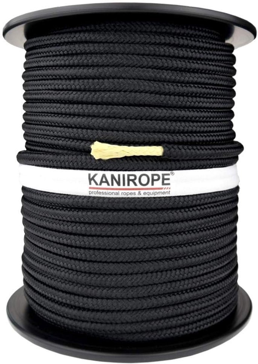 Polyester Touw - Gevlochten Koord - Trekken en Hefen - Aramidem Kering - 4 mm 100 meter - Zwart
