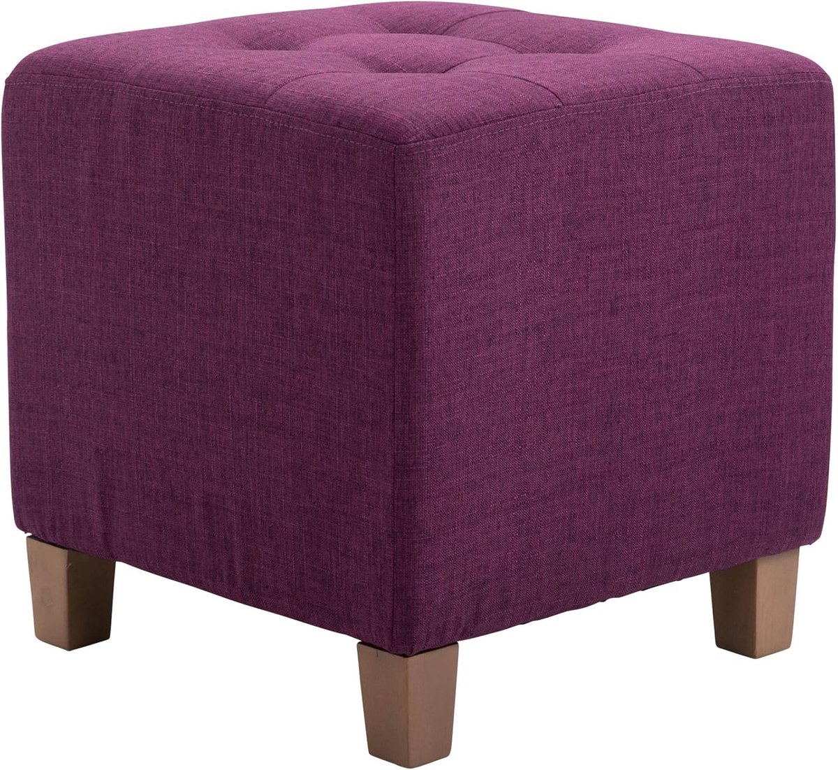 Zitkubus - Voetenbankje Poef - Extra Zitplaats - Robuust Houten Frame - 45x45x46cm - Purper
