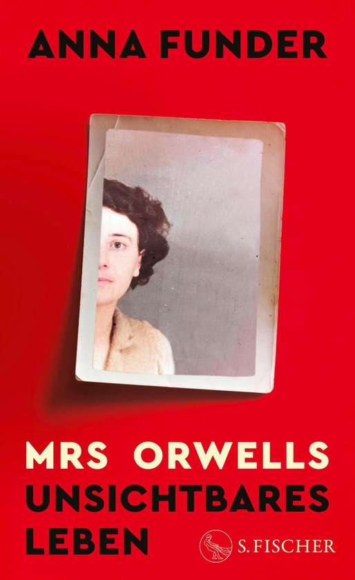 Boek "Mrs Orwells unsichtbares Leben" met een rode kaft. Een foto van een jonge vrouw staat centraal.