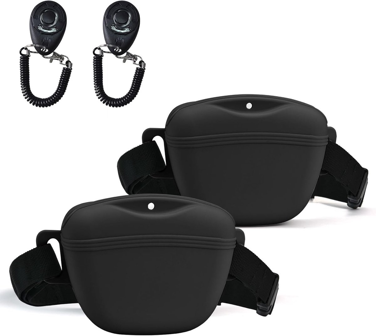 Honden Trainingspouch - Honden Snack Tas - Hondentraining Belonen - Inclusief Clicker - 21.9 x 17.7 x 6.6 cm - Donkergrijs