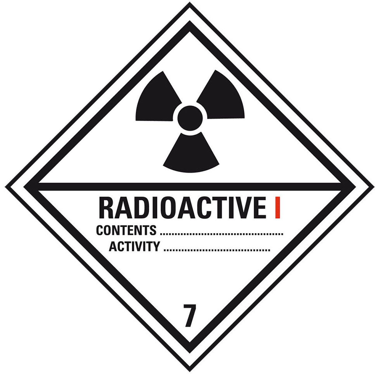 ADR klasse 7 radioactief 1 bord - aluminium 250 x 250 mm