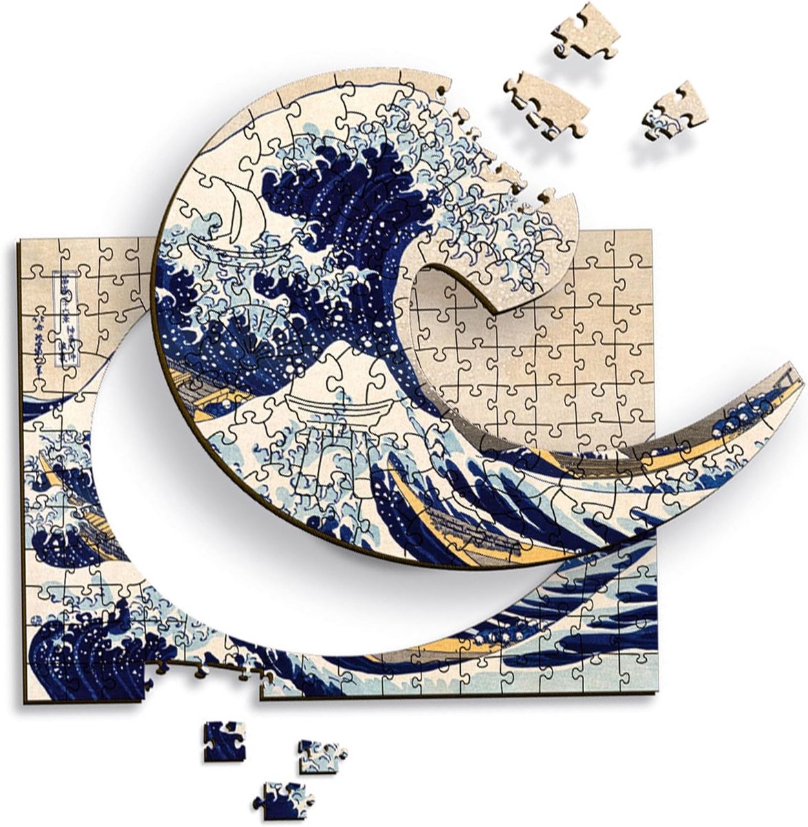 Houten Puzzel - Kunstzinnige Legpuzzel - Creatieve Ontspanning - Golf Van Kanagawa - 200 Stuks - Meerkleurig
