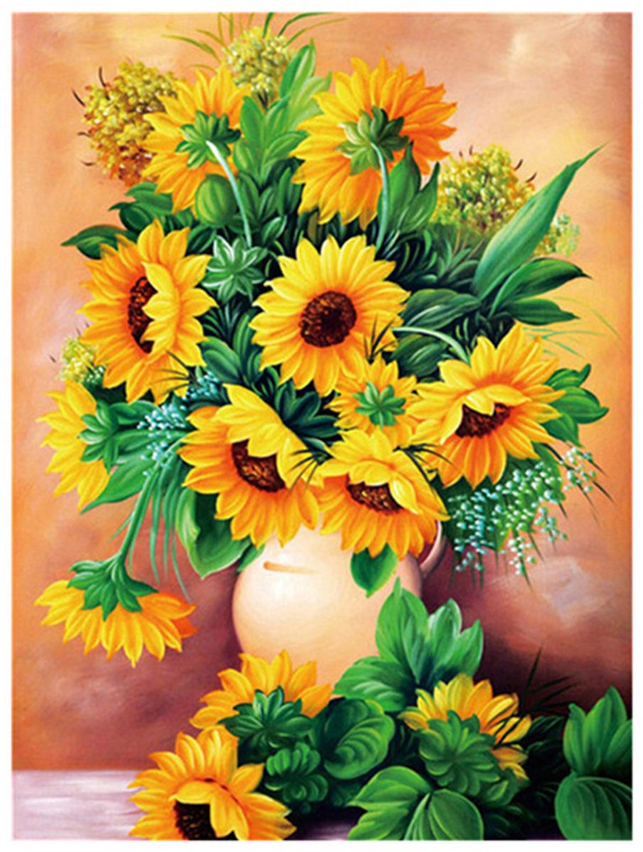 DIY kruissteekborduurpakket/Zonnebloem/gedrukt kruissteekpatroon borduurpakket (frame niet inbegrepen) 40*50CM