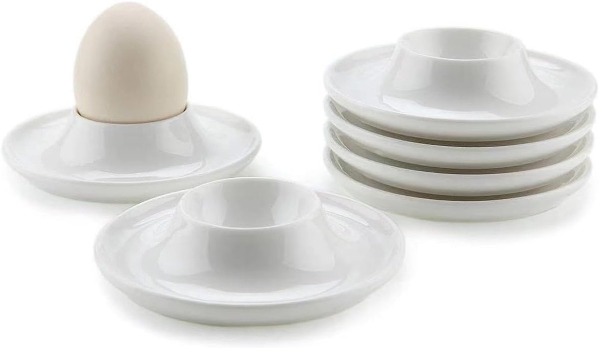 Eierdopjes Set - Eierhouders - Ontbijt Serveren - Stabiele Plastic Basis - 9.4cm Diameter - Wit