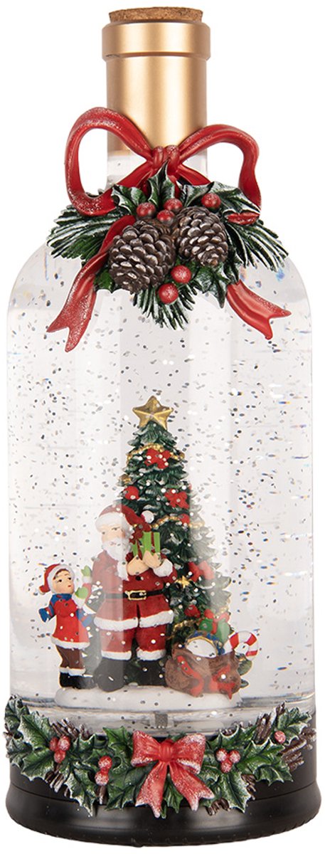 Kerstdecoratie met LED-verlichting en muziek Fles Ø 12x30 cm / 3xAA Groen Kunststof