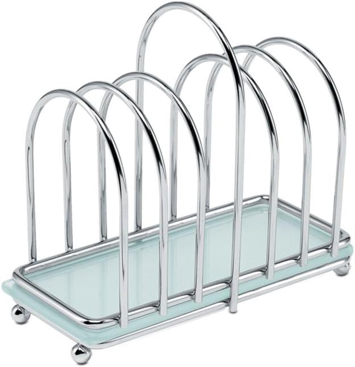 Broodrooster Standaard - Toast Presentatie - Keuken Tafel - Matglas Onderstel - Chroom