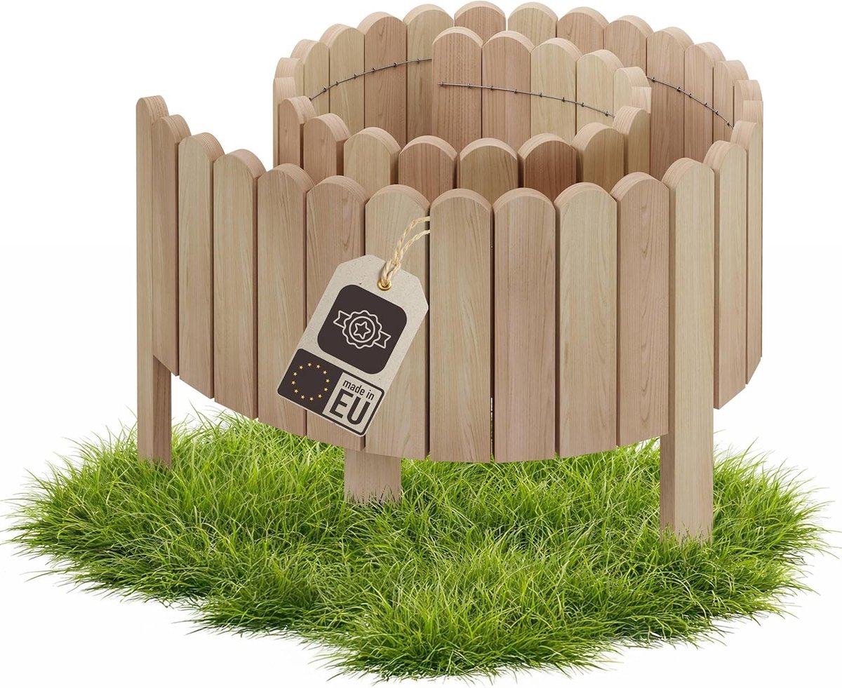 Houten Tuinborder - Plantenrand Graskant - Tuin Decoratie - Flexibel Rolbaar Ontwerp - 200x10 cm - Beige