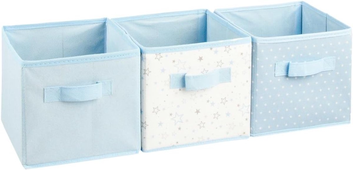 Opbergmanden Set - Lades Organizers - Babykamer Opbergen - Inklapbaar Ontwerp - 3 Stuks 19cm - Felblauw