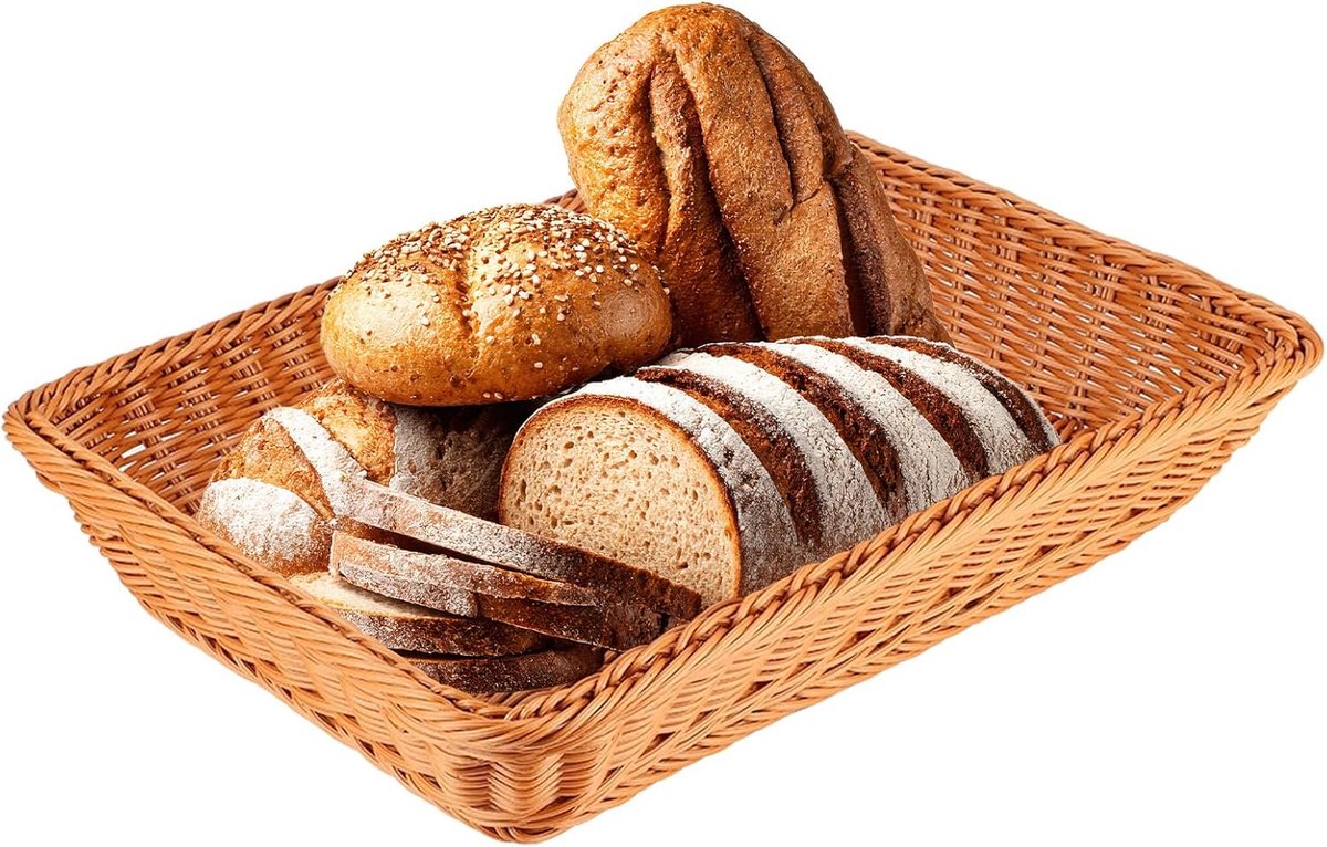 Broodmand - Opbergmand Fruit - Tafel Serveren - Imitatie Rotan Geweven - 40x34x8cm - Bruin