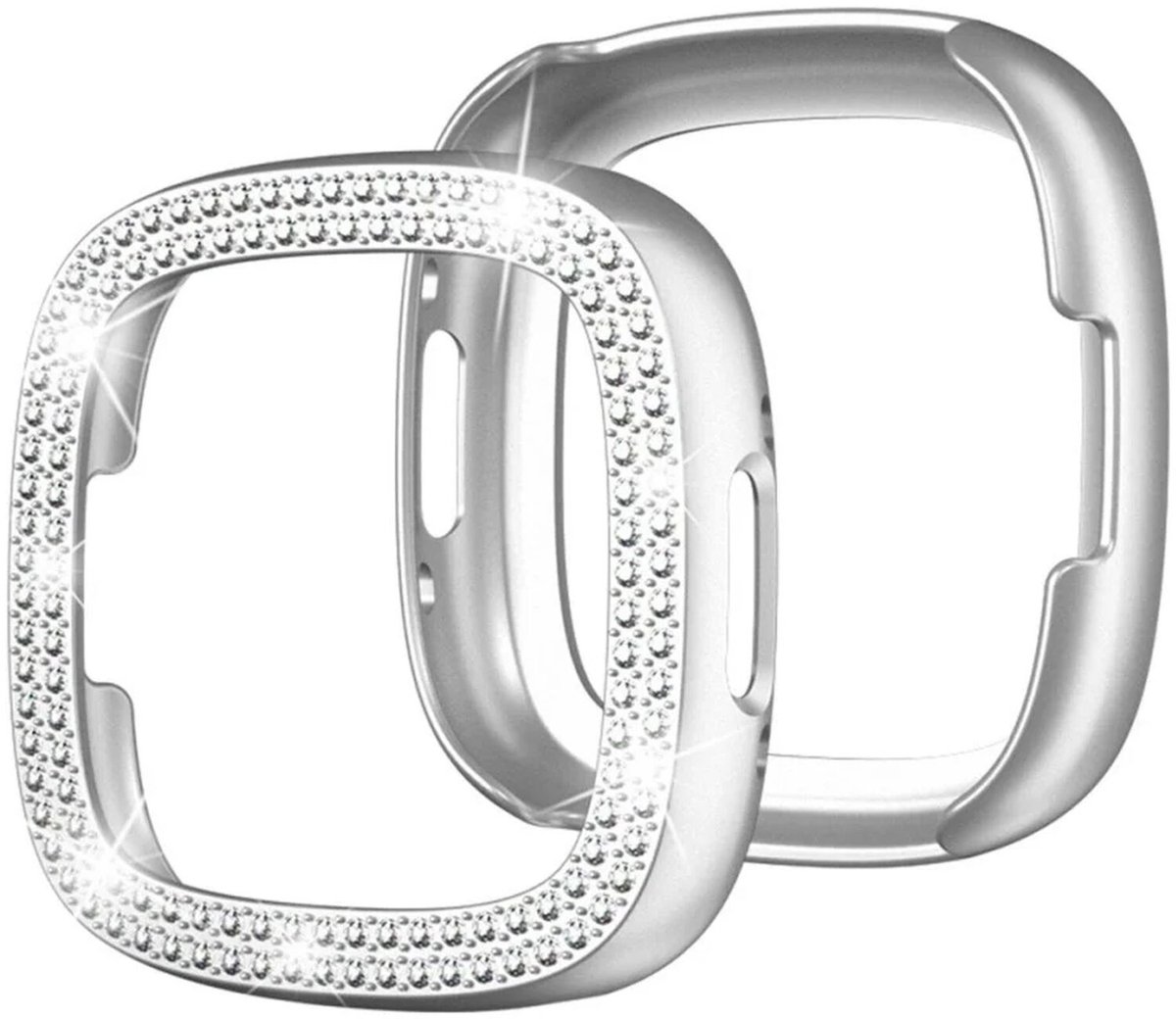 Hard Plastic Diamant Zilver Hoesje Geschikt voor Fitbit Versa 4 / Sense 2