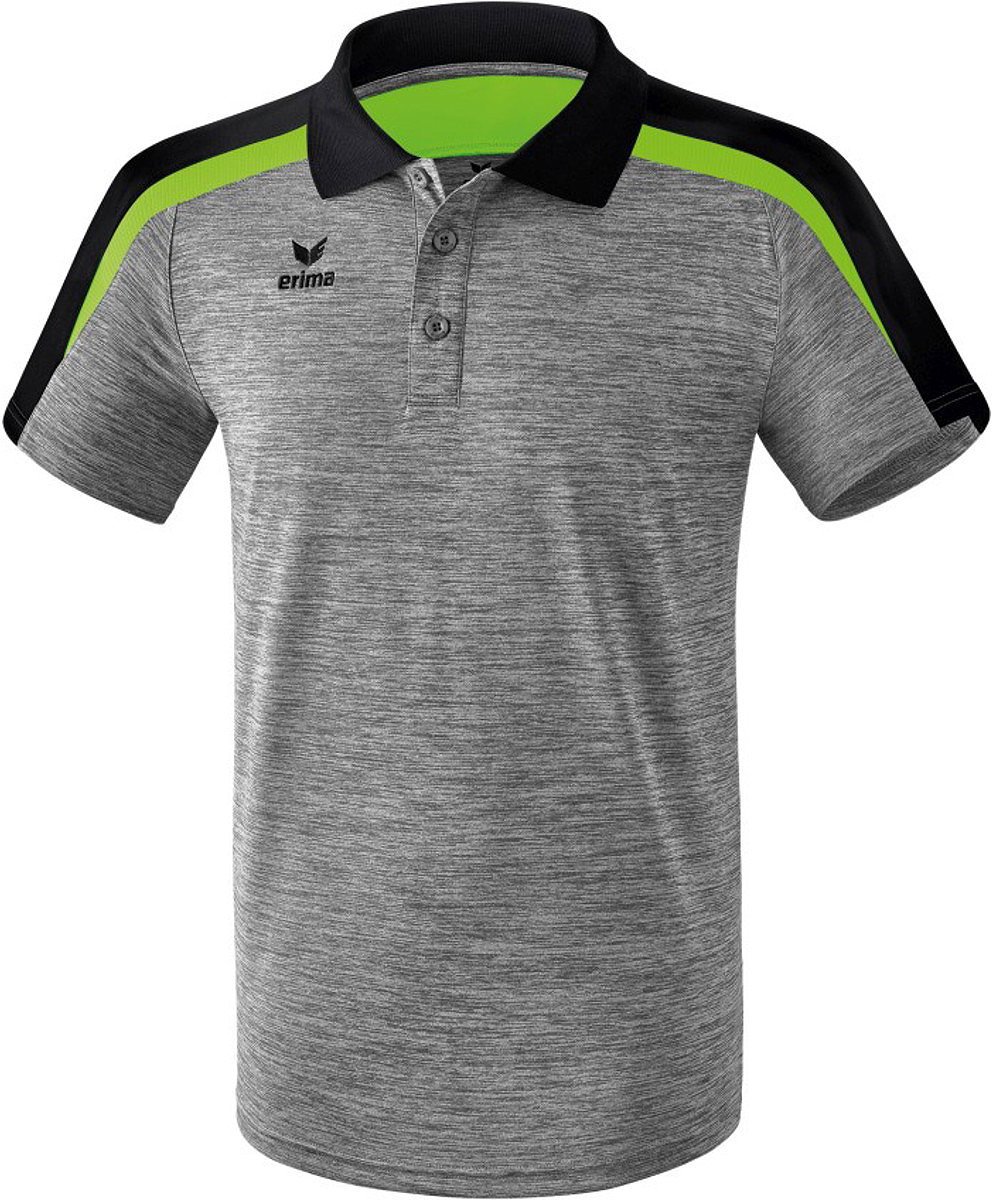Erima Liga 2.0 Polo Kinderen - Grey Melange / Zwart / Green Gecko | Maat: 140