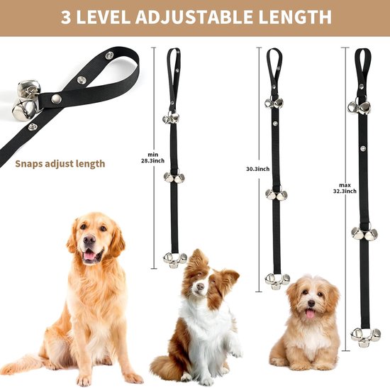Upgraded Puppy Klokken Hond Deurbellen voor Deurknop/Potty Training/Ga Outside-Hondenklokken voor Puppies Honden Doggy Doggie Pooch Huisdier Kat voor Hondenliefhebbers Premium Kwaliteit-3 Snaps voor Lengteaanpassing — afbeelding 5
