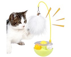 Interactief kattenspeeltje - Cat Nip Toys - Dierbenodigdheden voor training, oefening en jachtsimulatie - 360° wiebelende basis voor kittens en volwassen katten - Geel