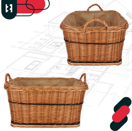 KOTARBAU Panier Osier, 60x50 cm, Buche, Naturel, Bicolore, Anse