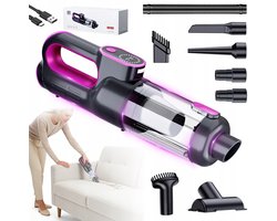 Kruimelzuiger - Stofzuiger - Draadloze Handstofzuiger - Instelbare stand op twee niveaus + LED-verlichting - Lange batterijduur - Met 6 Accessoires - Voor Auto, Huis & Kantoor - Krachtig & Compact