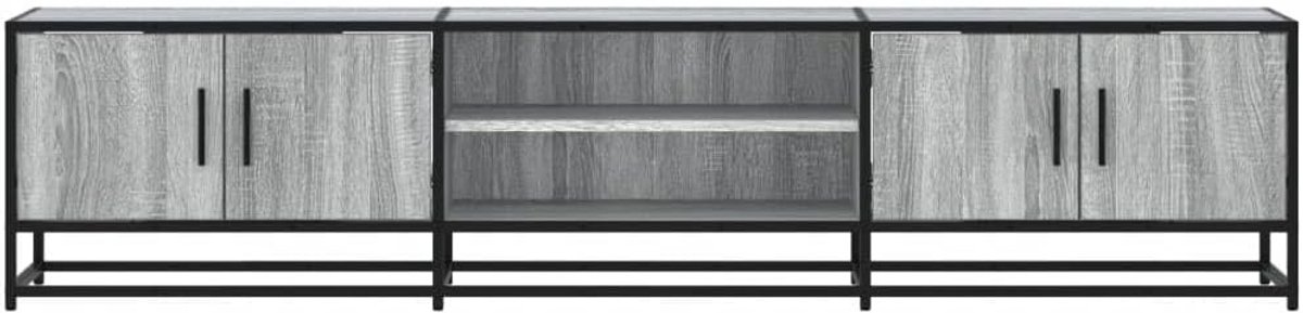 TV-meubel Urbanhome Industrial Sonoma Grijs – Televisiekast met Opbergruimte – Metalen Frame – Lowboard TV-kast voor Woonkamer & Slaapkamer – 60 kg Belastbaar