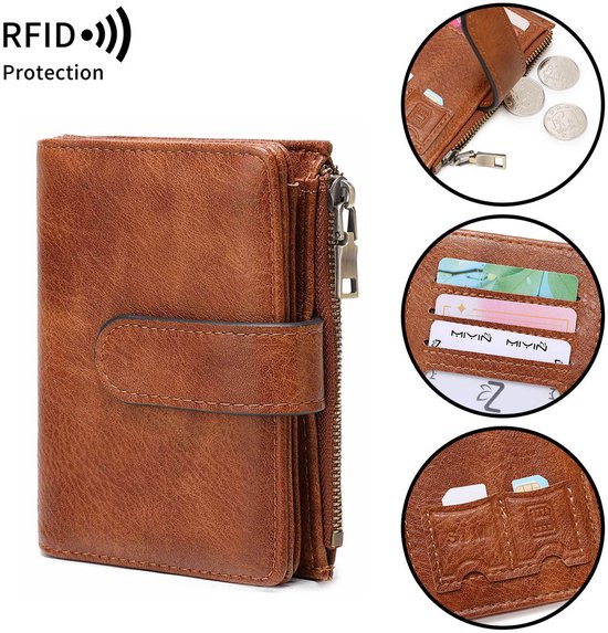 RFID-antidiefstal damesportemonnee - Portemonnee met meerdere kaartsleuven - Kaarthouder - Drievoudige portemonnee - Korte portemonnee - Portemonnee