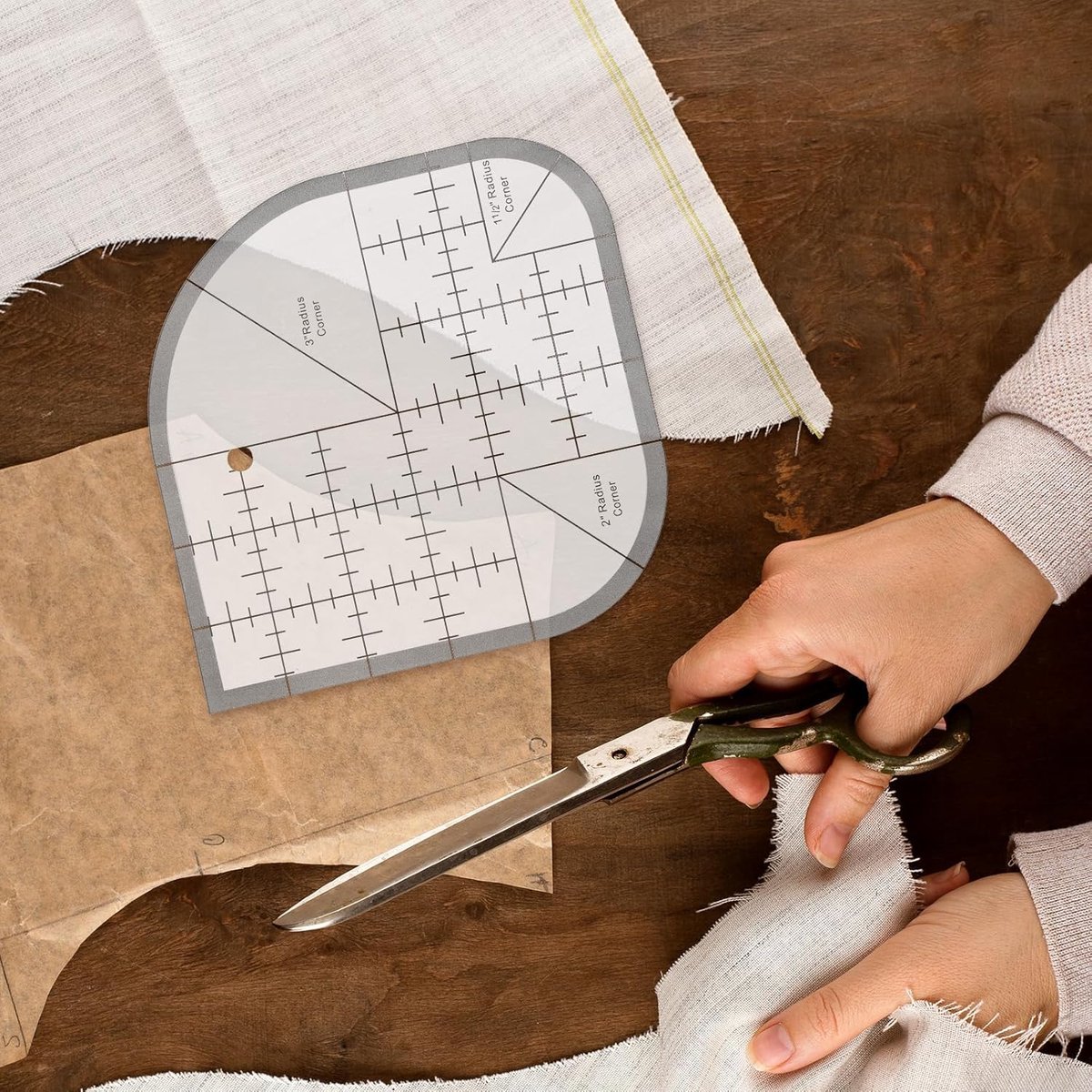 Candala - Kleerliniaal, kleermakersliniaal voor gebogen naaihoeken van acryl, doe-het-zelf naailiniaal, naailiniaal, quilting sjabloon liniaal voor het naaien van kleermakers en handwerk