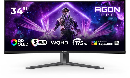 AOC AGON PRO AG346UCD - Ultrawide Curved OLED Gaming Monitor - HDR400 ...