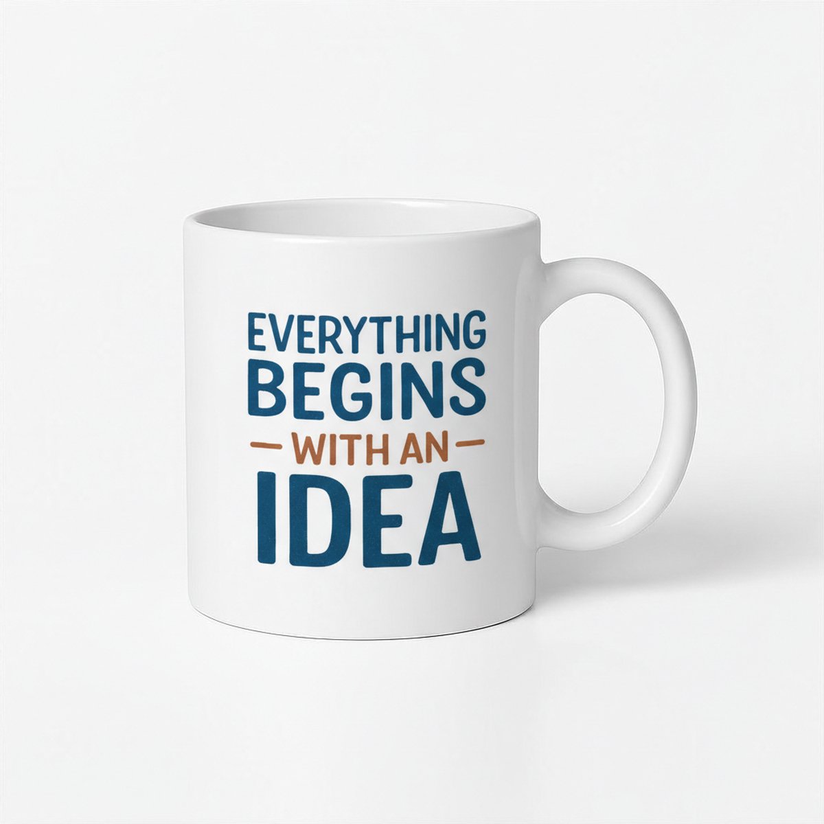 Inspirerende Koffiemok - Alles Begint met een Idee - 330ml Keramische Mok
