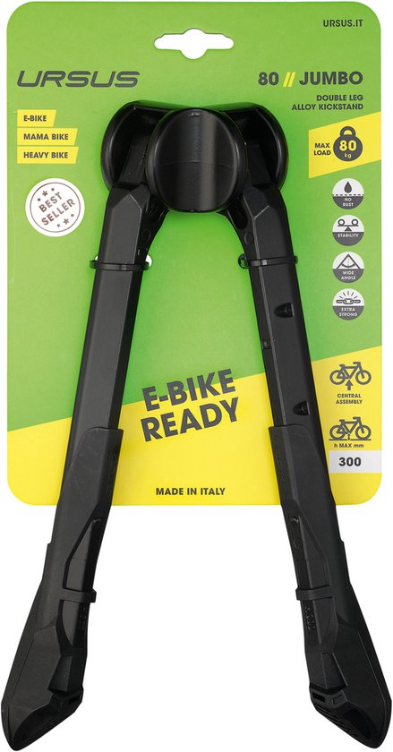 Ursus Dubbele fietsstandaard - mechanische innovatie - 300mm - zwart - maximale stabiliteit