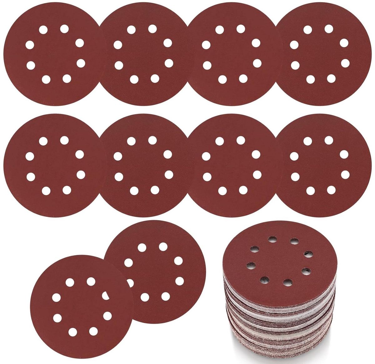 Schuurschijven met klittenband, 125 mm, 30 stuks, voor excentrische schuurmachine - hout en metaal - korrel 80