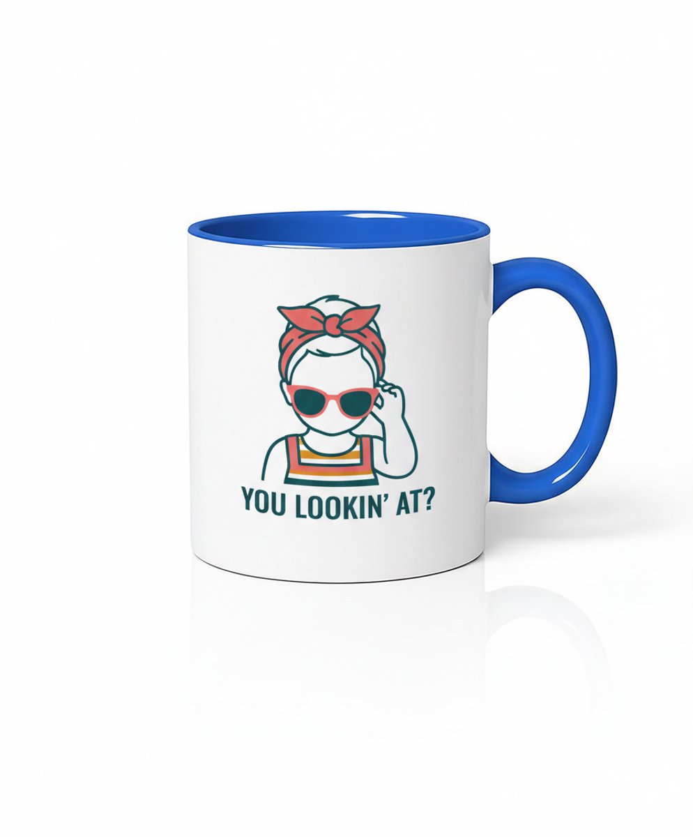 Grappige Koffiemok 'You Lookin' At?' - Unieke Mok met Attitude