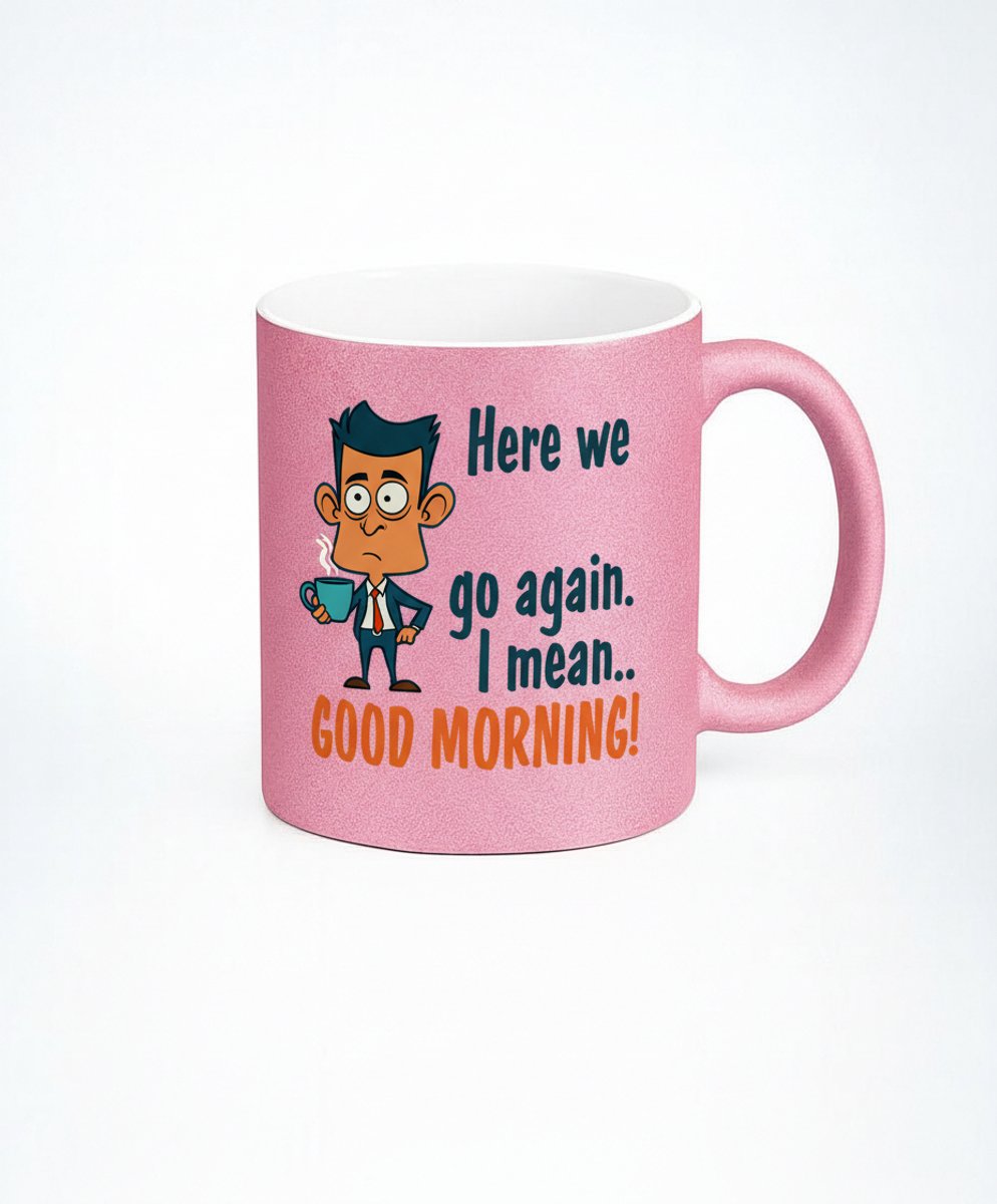 Grappige Koffiemok "Here We Go Again" - Perfect voor Ochtendhumeur