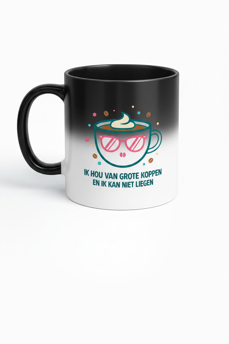 Ik Hou Van Grote Koppen Magic Mug - Koffiemok met Verborgen Design