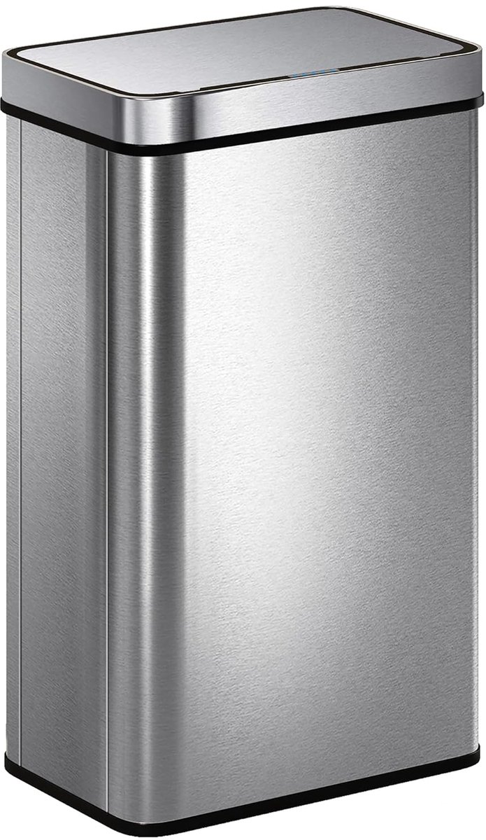 Grote Sensor Prullenbak 60L RVS Automatisch met Soft-Close Deksel en Geurfilter