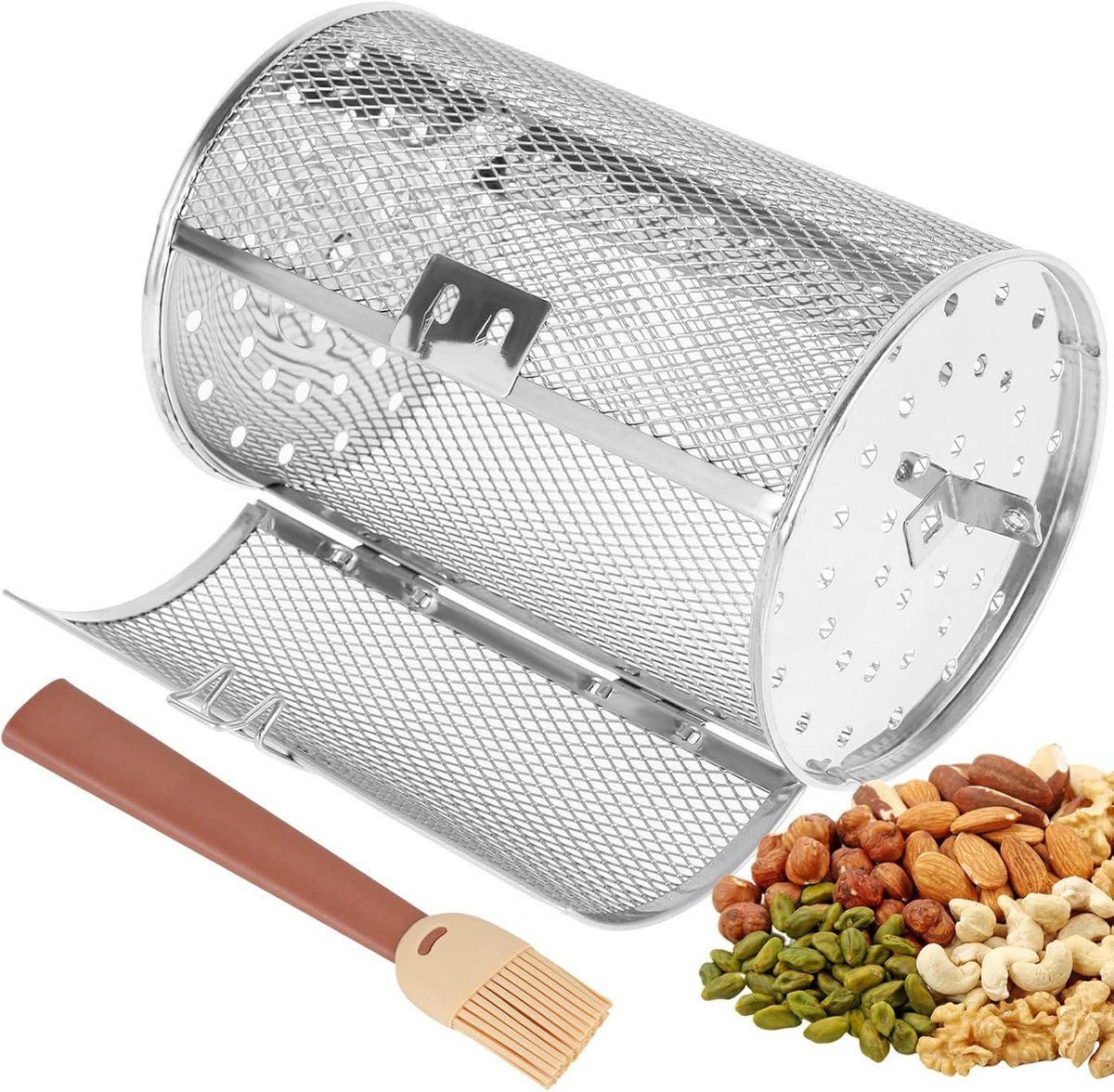 Draaibare Airfryer Mand van Roestvrij Staal voor Frituren en Grillen
