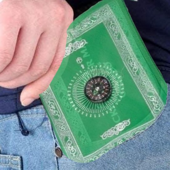 Lichtgroene Gebedsmat Reisformaat met Qibla Kompas van Merkloos — afbeelding 5