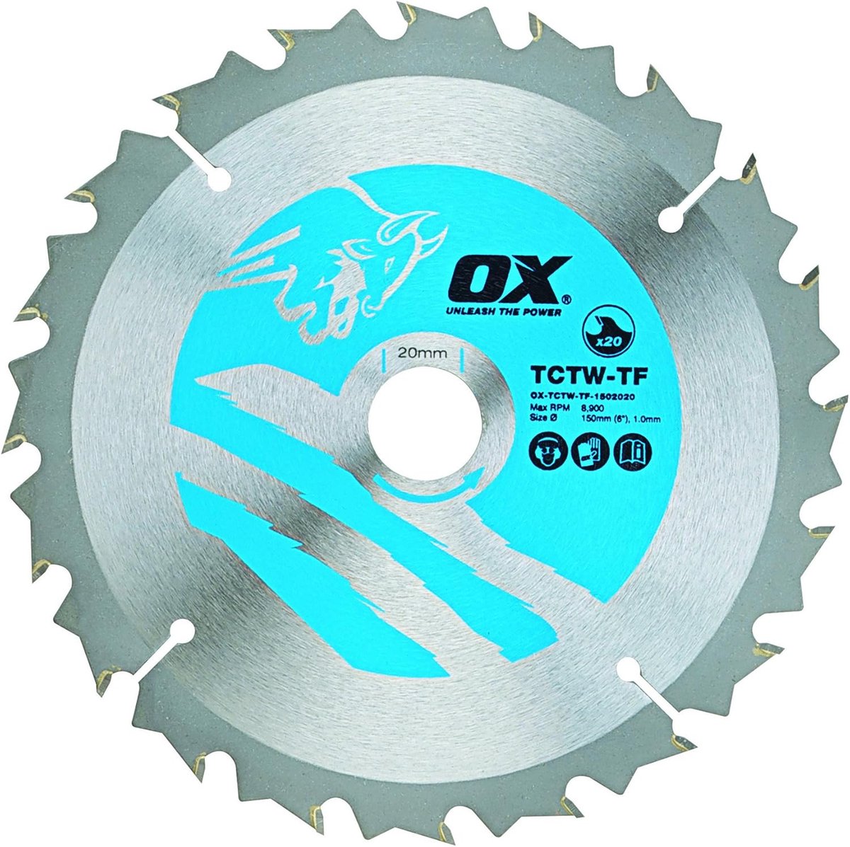 Cirkelzaagblad - Zaagblad Hout - Dunne Kerf Zagen - 20 Tanden ATB - 150/20 mm - Zilver Blauw