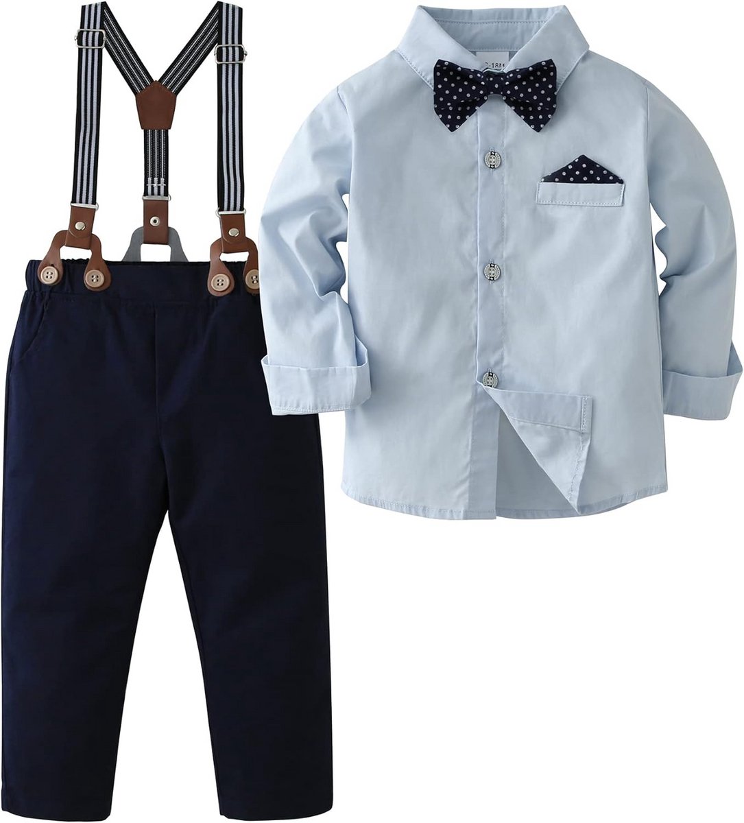 Feestelijke Jongens Dooppak Set - Blauw Shirt en Lange Broek voor Feestjes