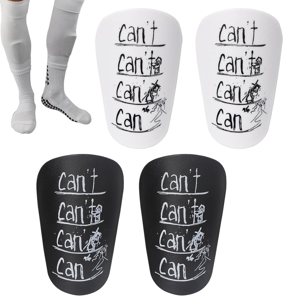 4 Set Mini Scheenbeschermers Voetbal - Compacte Bescherming voor Jong & Oud - Zwart/Wit