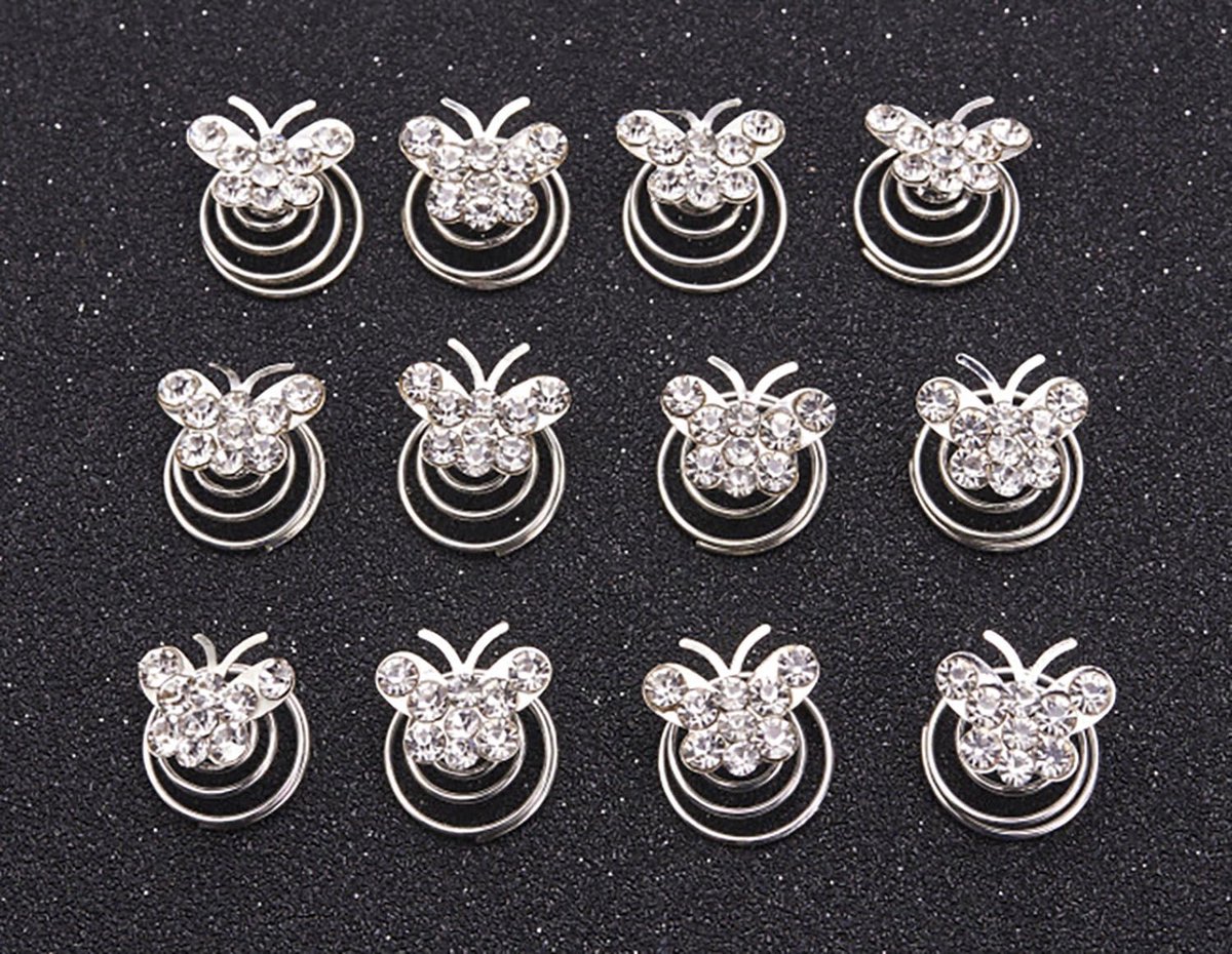 Haarspelden Set - Haaraccessoires - Haar Styling - 24 Stuks - 30 gram - Strass Kristal