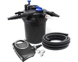 Vijverfilter Set - Waterzuivering Aquarium - Kristalhelder Vijverwater - Geïntegreerde UVC Zuivering - Tot 12.000 Liter - Zwart