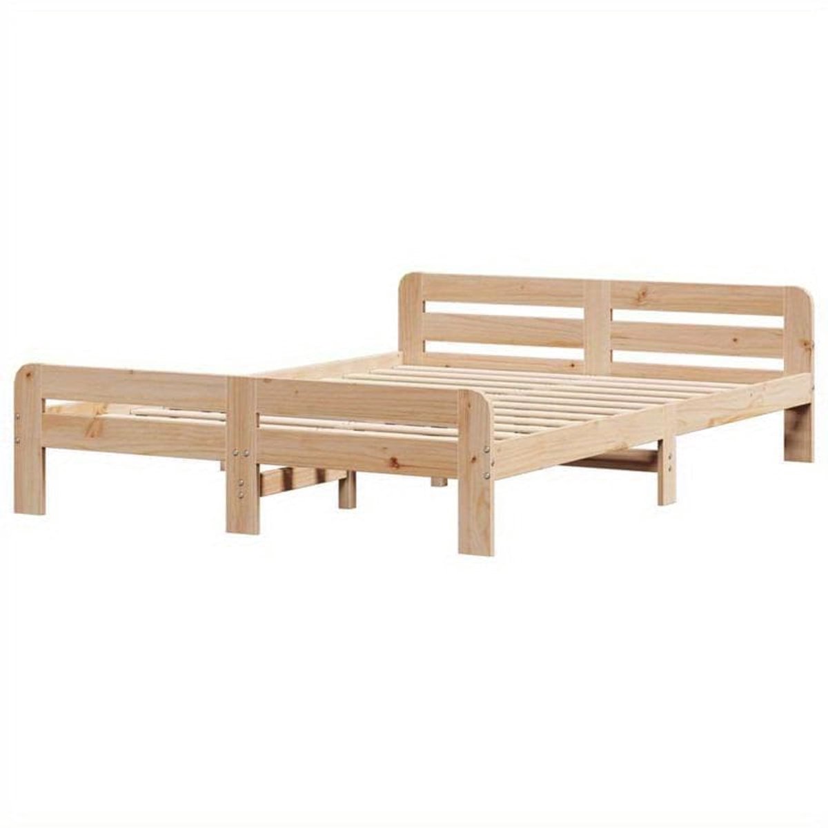 Bedframe – Tweepersoonsbed – Bed – Massief Houten Bed – Houten Ledikant – Dennehouten Materiaal – Geschikt Voor Matras 150x200 Cm – Stevig En Duurzaam