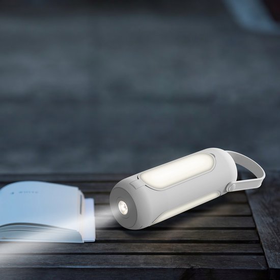 Witte opvouwbare, oplaadbare LED-lantaarn, warm wit licht voor tenten, draagbare hanglamp voor avontuurlijke buitenactiviteiten en kamperen. — afbeelding 2